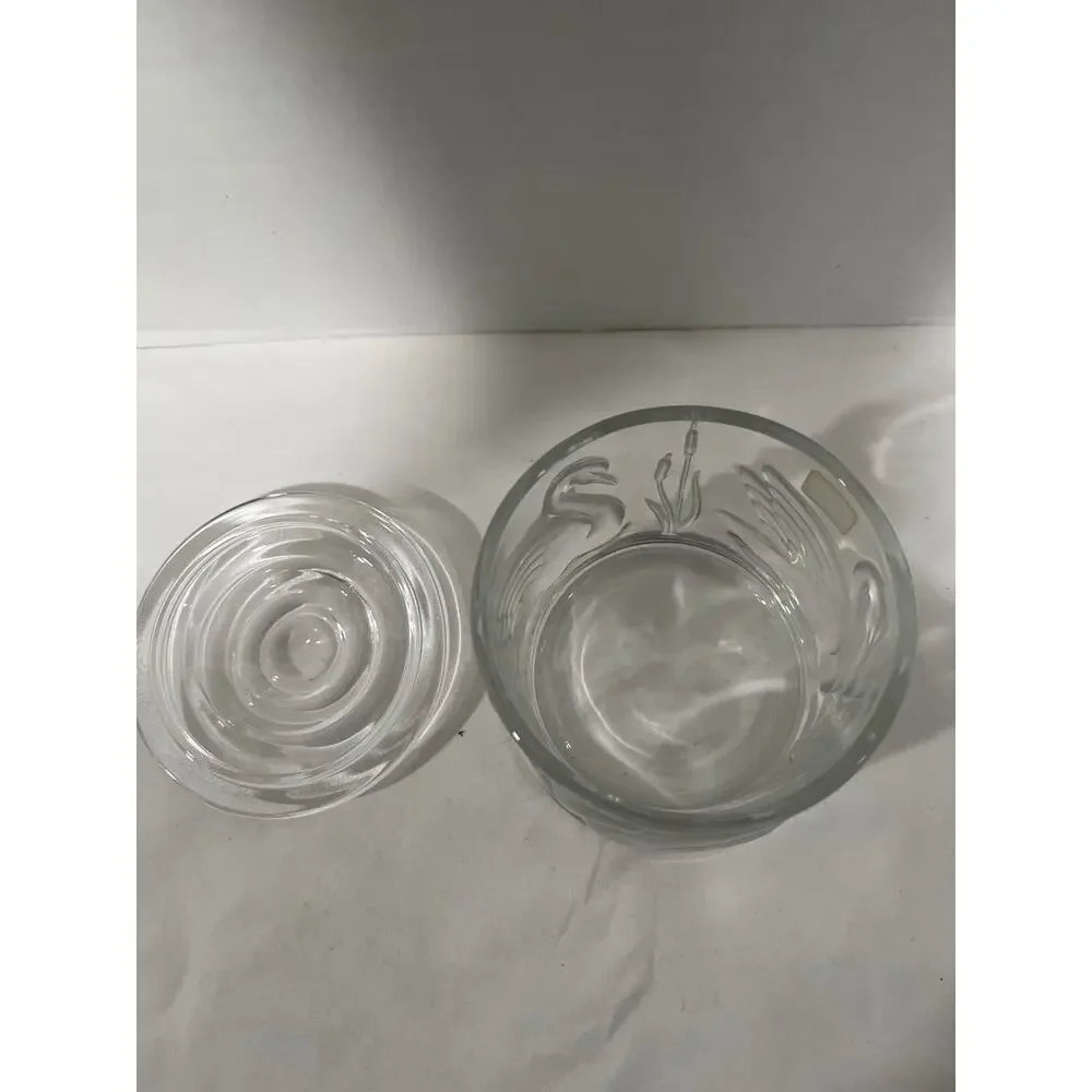 Teleflora Gloria Vanderbilt Swan Glass Jar Lid Made France 4